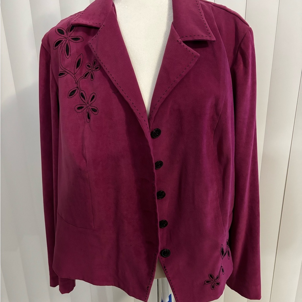 Dressbarn Pink Blazer with Floral Embroidery